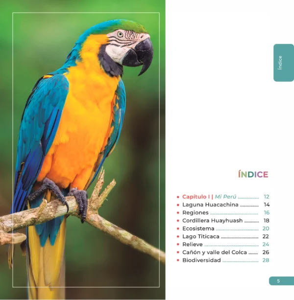 Imagen del Indice del libro Mi Perú. Edición Bicentenario de Editorial Bermudas