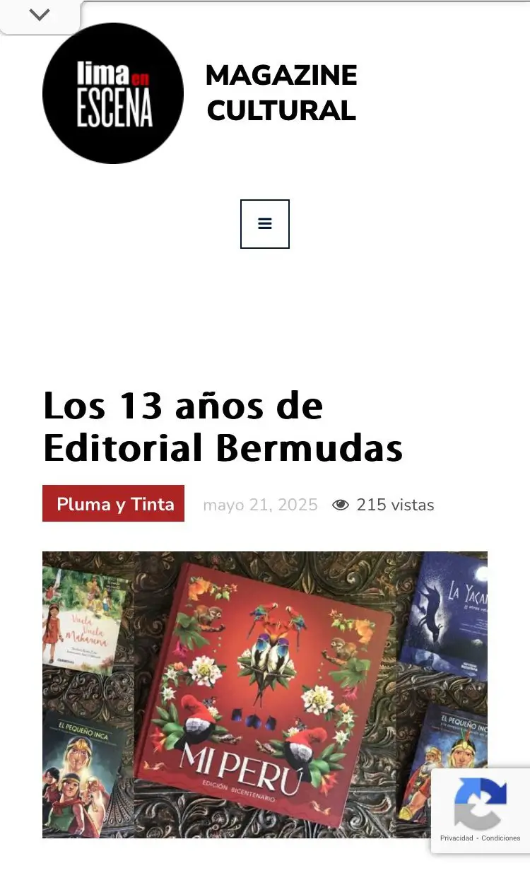 El Peruano, sección cultural entrevista por Editorial Bermudas
