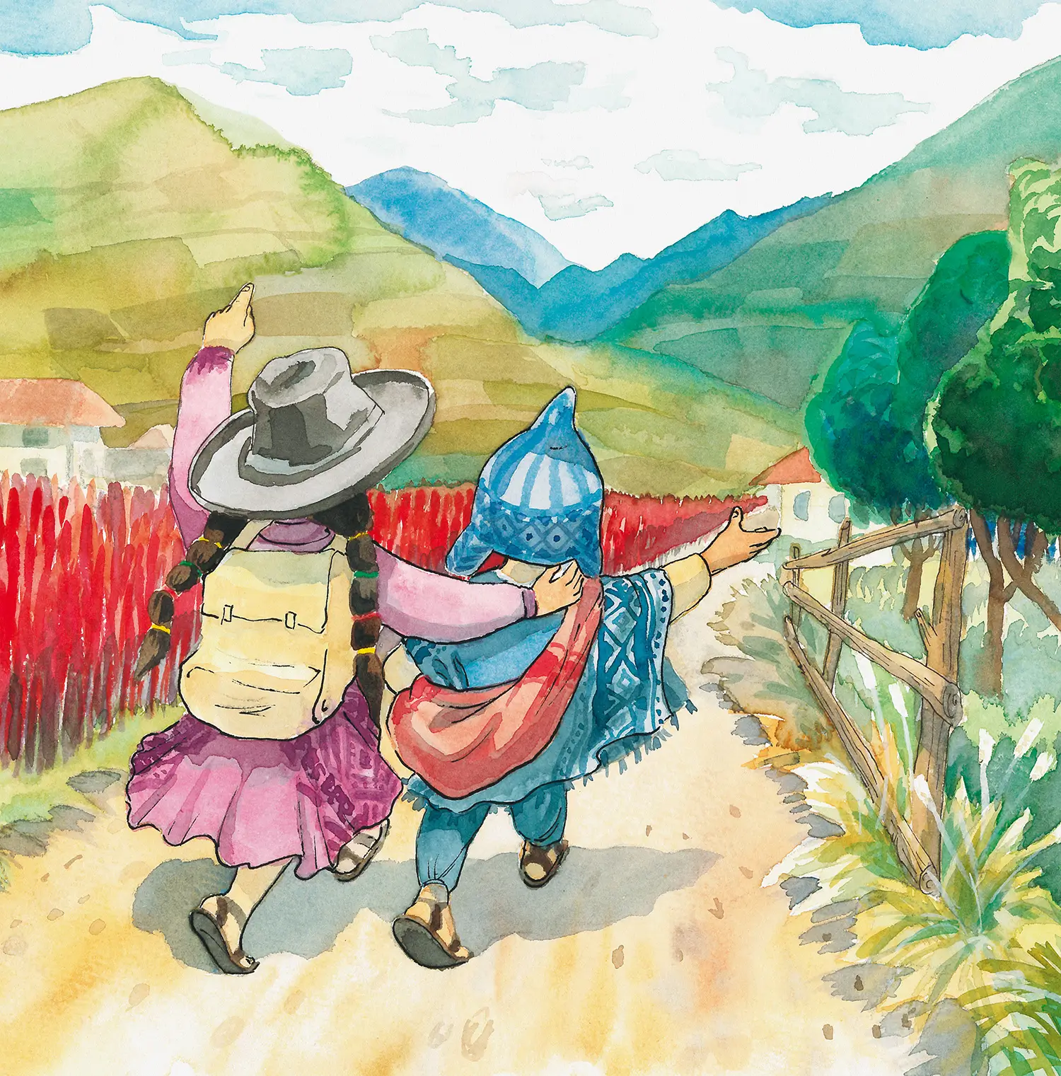 Ilustración del cuento infantil El mundo mágico de los hermanos Incawawitas.
