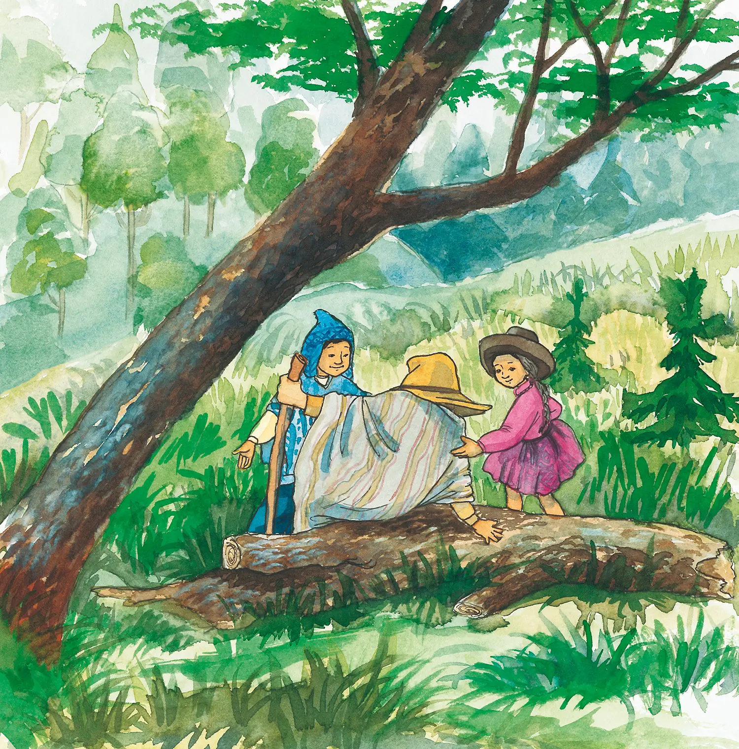 Ilustración libro El mundo mágico de los hermanos Incawawitas de Editorial Bermudas